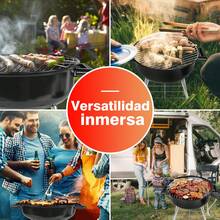 Parrilla de carbón, Parrilla de carbón portátil de 14 pulgadas, Parrilla de barbacoa con tapa  Parrilla de carbón pequeña para patio trasero, camping, barco - Negro - Ver 7