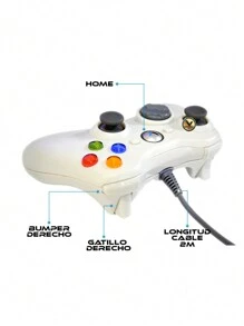 Control Alambrico Compatible con XBOX 360 / PC - Blanco - Ver 5