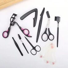 10pcs Eyebrow Grooming Tool Set, Includes Eyebrow Scissors, Tweezers, Eyebrow Razor, And Eyelash Brush, Multipurpose Beauty Makeup Kit Suitable For Travel And Home Use - Blue - View 4