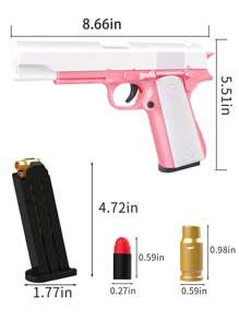 Pistola De Juguete Estilo Colt Rosa Con Carcasa De Resina Abs Para Niños Y Niñas, Regalo De Cumpleaños, 1 Ud. - Rosa - Ver 3