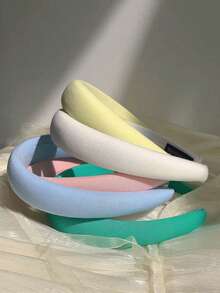 5pcs Women's Candy Colored Thick Minimalist Style Hairband, Suitable For Daily Wear, Face Washing, Makeup And Matching Clothes In Autumn And Winter - Multicolor - View 4