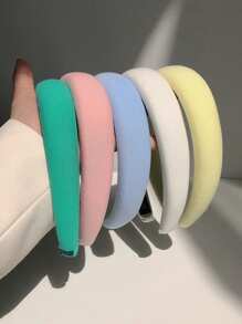 5pcs Women's Candy Colored Thick Minimalist Style Hairband, Suitable For Daily Wear, Face Washing, Makeup And Matching Clothes In Autumn And Winter - Multicolor - View 3