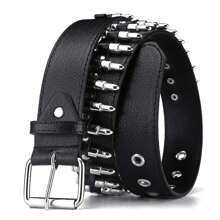 Street Bullet Rivet Belts Personalized Black Belt Fantastic Pu Leather Belt For Jeans Hip Hop - Black - View 3