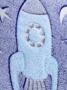 1pc Kids Glow In The Dark Hooded Blanket Sweatshirt With Pocket, Warm Flannel Unicorn Blanket Sweater - Space Planet - View 10