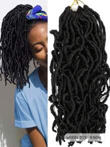 6pcs/Set New Faux Locs Crochet Braids, Soft Long Natural Crochet Locs Extensions, Black Color, Great Christmas Gift (1b/Natural Black) - Black - View 10