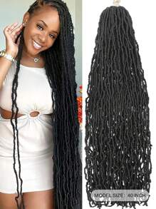 6pcs/Set New Faux Locs Crochet Braids, Soft Long Natural Crochet Locs Extensions, Black Color, Great Christmas Gift (1b/Natural Black) - Black - View 9