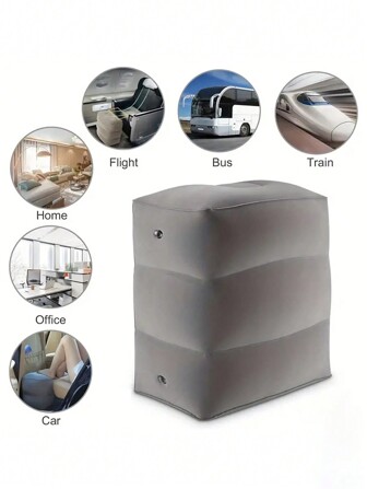 1 pieza Almohada inflable para descansar los pies para viajes, tipo de presión inflable, ultraligera y plegable, para avión, tren, coche, viajes de negocios, siestas, reposapiés inflable ajustable para hombres y mujeres, artículos esenciales de viaje, accesorios de viaje, imprescindibles de viaje, vacaciones en la playa, vacaciones de verano, útiles escolares, regreso a la escuela