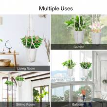 VIVOSUN 1-Pack Macrame Plant Hanger With Hook 4 Legs Cotton Rope Hanging Plant Holder For Indoor And Outdoor Decor, White