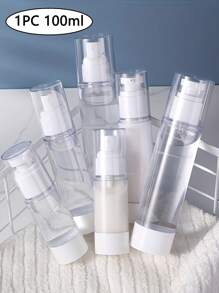 1PC Vacuum Travel Sub-packing Bottle, Travel Portable Lotion Bottle, Press Type Small Spray Bottle, Airless Pump Press Bottle Empty Plastic Vacuum Lotion Bottles, Clear Containers Cosmetics Skincare Travel Size Dispenser (100ML ) - Clear - View 1