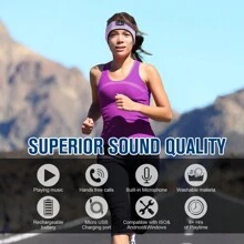 MUSICOZY Sleep Headphones Bluetooth 5.2 Headband, Sports Wireless Earphones Sweat Resistant Earbuds Sleeping Headphone with Ultra-Thin HD Stereo Speaker for Workout Running Cool Gadgets Unique Gifts - 紫羅蘭色 - 查看 7