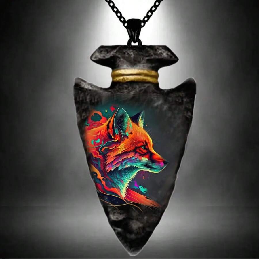 女孩時尚創意雪狼家族項鍊幾何三角形吊墜項鍊龐克嘻哈項鍊飾品