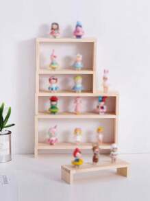 1pc 35cm Multi-Size Wooden U-Shaped Desktop Display Stand, Versatile Acrylic Step Organizer For Collectibles, Action Figures, Blind Boxes - Beige - View 6