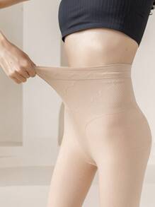 1pair Ladies' Skin Color Double-Layered Fleece Tights - Apricot - View 4