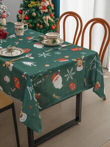 1 Miếng Màu xanh lá Giáng sinh Khăn trải bàn Polyester Chất xơ Ren Cạnh Che phủ Đối với Cà phê Bàn , TV Tủ Đồ trang trí - xanh quân đội - Xem 6
