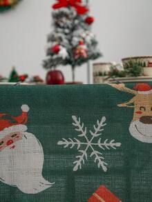 1 Miếng Màu xanh lá Giáng sinh Khăn trải bàn Polyester Chất xơ Ren Cạnh Che phủ Đối với Cà phê Bàn , TV Tủ Đồ trang trí - xanh quân đội - Xem 7