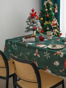 1 Miếng Màu xanh lá Giáng sinh Khăn trải bàn Polyester Chất xơ Ren Cạnh Che phủ Đối với Cà phê Bàn , TV Tủ Đồ trang trí - xanh quân đội - Xem 4