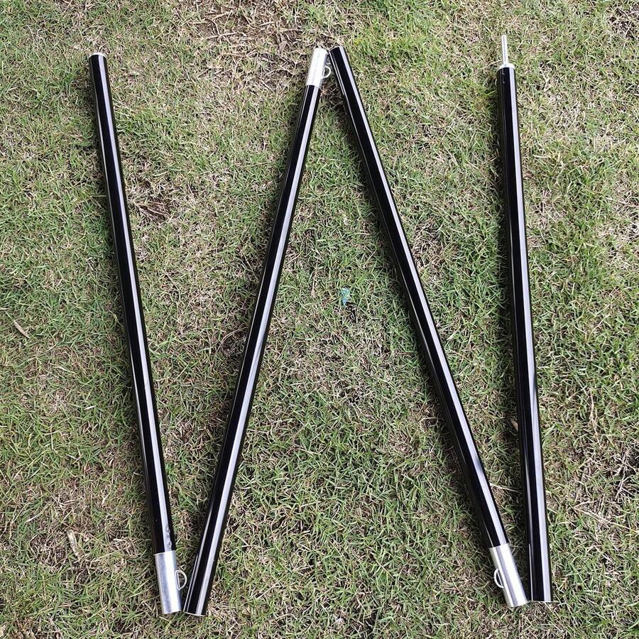 2pcs 2m Adjustable 19mm Diameter Silver Aluminum Alloy Tarp Pole, Camping Tent Awning Support - Black - View 1