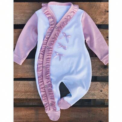 Nika Baby Macacão bebê menina 3 Lacinhos