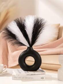 10 cái Cỏ Pampas nhân tạo , Đen & Trắng Màu sắc , Chiều dài 55cm/21.65in , lông tơ Hoa giả Đối với Boho Đồ trang trí , Halloween & Giáng sinh Đồ trang trí , Cái bình hoa Chất làm đầy Đối với Nhà nông Nhà  Trang trí đám cưới In Mùa thu - Nhiều màu - Xem 4