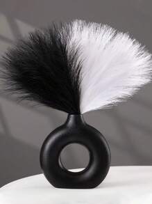 10 cái Cỏ Pampas nhân tạo , Đen & Trắng Màu sắc , Chiều dài 55cm/21.65in , lông tơ Hoa giả Đối với Boho Đồ trang trí , Halloween & Giáng sinh Đồ trang trí , Cái bình hoa Chất làm đầy Đối với Nhà nông Nhà  Trang trí đám cưới In Mùa thu - Nhiều màu - Xem 3