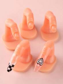 1个假指甲美甲练习工具，适用于天然指甲，可用于练习亚克力凝胶美甲，也可作为手部美甲训练展示装饰。 - 粉色 - 查看 4