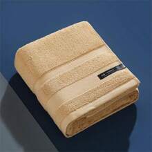 1入咖啡色高級黑標毛巾/浴巾,舒適,親膚,透氣,快干,時尚