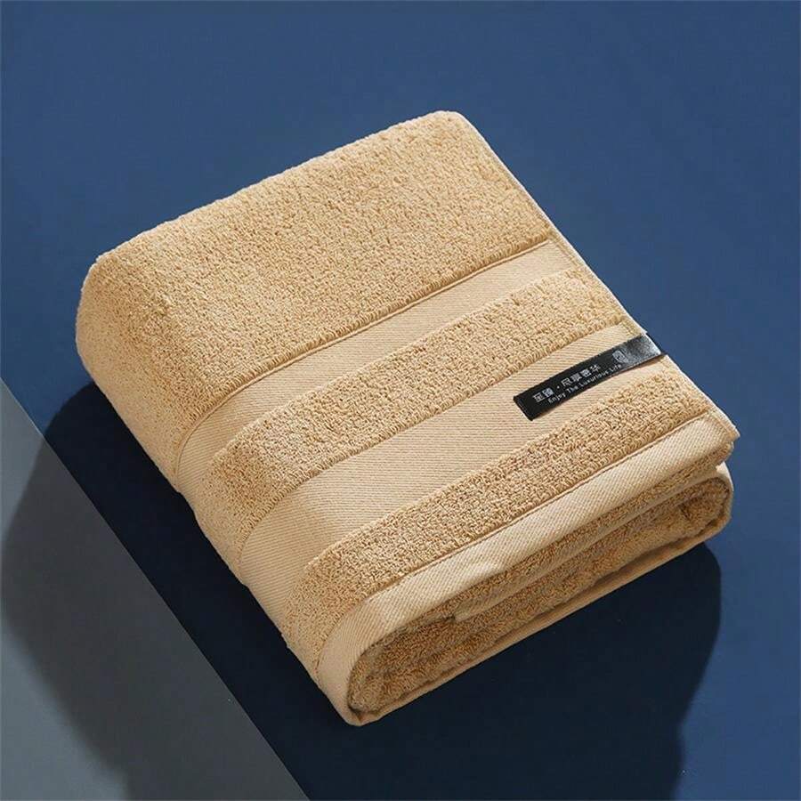 1入咖啡色高級黑標毛巾/浴巾,舒適,親膚,透氣,快干,時尚