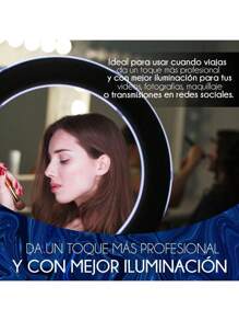 14 Pulgadas Aro De Luz Led Tripie  Soporte Celular Foto Video (Grande) - Blanco - Ver 9