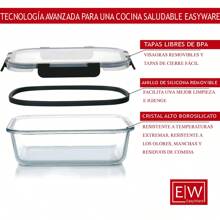 EasyWare Premium! - Juego de 5 Recipientes contenedores de Vidrio Borosilicato (10 piezas) Varios tamaños, para Alimentos, Herméticos para almuerzo, microondas, coongelador, horno, lavaplatos, Cierra Fácil, a prueba de Fugas, Libre de BPA. (Set 8)… - Negro - Ver 3