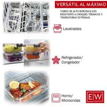 EasyWare Premium! - Juego de 5 Recipientes contenedores de Vidrio Borosilicato (10 piezas) Varios tamaños, para Alimentos, Herméticos para almuerzo, microondas, coongelador, horno, lavaplatos, Cierra Fácil, a prueba de Fugas, Libre de BPA. (Set 8)… - Negro - Ver 4