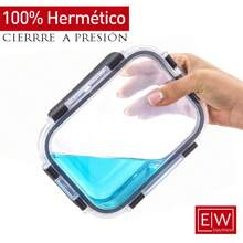 EasyWare Premium! - Juego de 5 Recipientes contenedores de Vidrio Borosilicato (10 piezas) Varios tamaños, para Alimentos, Herméticos para almuerzo, microondas, coongelador, horno, lavaplatos, Cierra Fácil, a prueba de Fugas, Libre de BPA. (Set 8)… - Negro - Ver 5