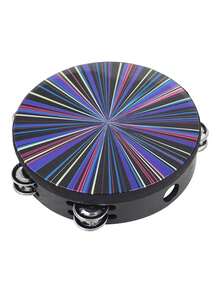 1 Pieza 8 Pulgadas Doble Tambor De Pandereta De Mano Con Efecto Láser Colorido - Multicolor - Ver 2