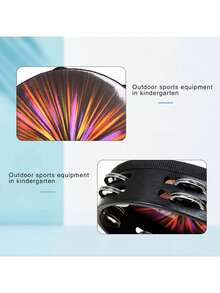 1 Pieza 8 Pulgadas Doble Tambor De Pandereta De Mano Con Efecto Láser Colorido - Multicolor - Ver 5