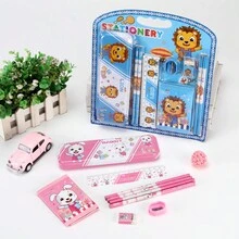 卡通文具套裝禮盒,學習用品,畢業禮物,學生獎品,可愛鉛筆,節日禮物 - 淺粉色 - 查看 4