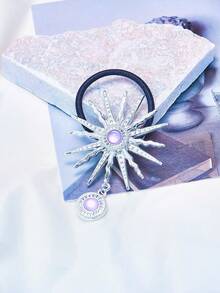 珍珠吊墜和鋅合金向日葵女士髮圈配件,優雅多變的低馬尾髮型風格