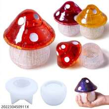 Diy Epoxy Mushroom Shaped Crystal Glue Resin Storage Box, Decorative Jewelry Container With Mirror & Silicone Mold - White - View 3