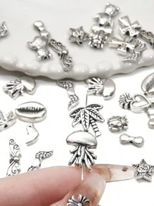 Metal Alloy Silver Charm Pendant Beads For DIY Handmade Bracelets, Necklaces Earrings, DIY Jewelry Accessories, Assorted Varietie - Rhodium - View 4