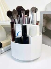 1pc 360-degree Rotating Storage Rack For Stationery, Cosmetics And Daily Essentials - White - View 1
