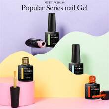 Set de 8 piezas de esmalte de uñas en gel azul, semi-permanente, de remojo, híbrido de/LED, barnices, base, top coat, kit de arte de uñas, manicura de salón, diseño y decoración de uñas en gel para hacer en casa - Burdeos - Ver 7