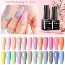 Set de 8 piezas de esmalte de uñas en gel azul, semi-permanente, de remojo, híbrido de/LED, barnices, base, top coat, kit de arte de uñas, manicura de salón, diseño y decoración de uñas en gel para hacer en casa - Burdeos - Ver 3