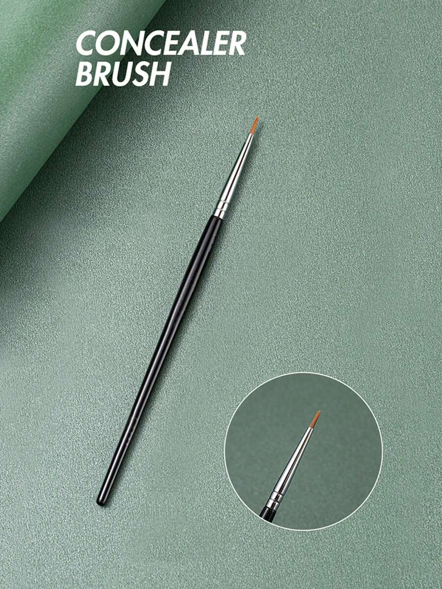 1pc Black T22 Eyeliner & Tear Duct Brush, No-Traces Concealer Makeup Brush,Eyebrow Brush,Eyeshadow Brush,Spoolie,Spoolie Brush - Black - View 1