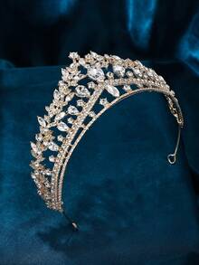 1件時尚的合金豪華金色新娘婚禮頭飾漂亮髮飾