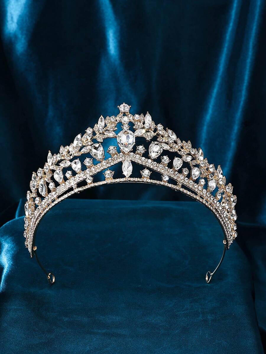 1件時尚的合金豪華金色新娘婚禮頭飾漂亮髮飾