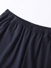 Annil 青少年男童春秋季純棉肌膚親和性圓領長袖白色睡衣套裝