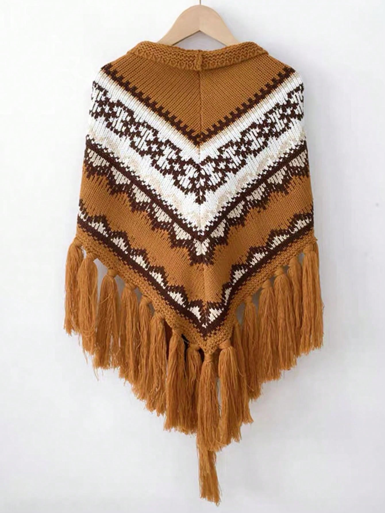 1pc Women's Bohemian Style Tassel Knitted Shawl Suitable For Commuting, Air Conditioned Room