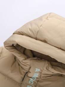 Annil 男女童冬季加厚保暖时尚休闲连帽长款羽绒服杏色 - 杏色 - 查看 5