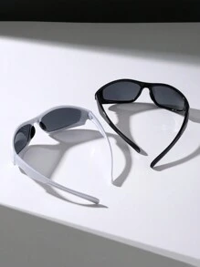 2pcs Men's Multi-Color Pink Wrap Around Y2K Aesthetic Sports Fashion Glasses, Suitable For Outdoor Cycling, Couple Fashion Eyewear For Summer Beach Vacation,Outdoor,Travel - Multicolor - View 3