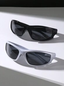 2pcs Men's Multi-Color Pink Wrap Around Y2K Aesthetic Sports Fashion Glasses, Suitable For Outdoor Cycling, Couple Fashion Eyewear For Summer Beach Vacation,Outdoor,Travel - Multicolor - View 1