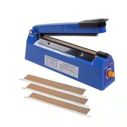 Sellador De Bolsas Lagom T200 Plástico Portátil De 20cm, Máquina De Envasado De Termosellado A Presión Manual, Cdecuado Para Almacenamiento De Alimentos En El Hogar, Sellado, A Prueba De Humedad Ancho de sellado 3mm(azul)
