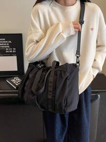 大容量運動/購物/通勤/休閒手提包，帶多隔間和多個口袋 - 黑色 - 查看 4